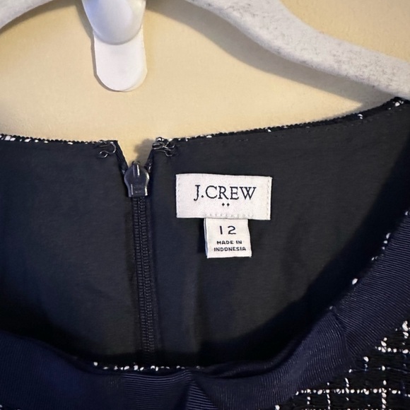 J Crew Womens Navy Blue & White Bowtie Tweed Short Sleeve A-line Preppy Dress 12 - Picture 2 of 8